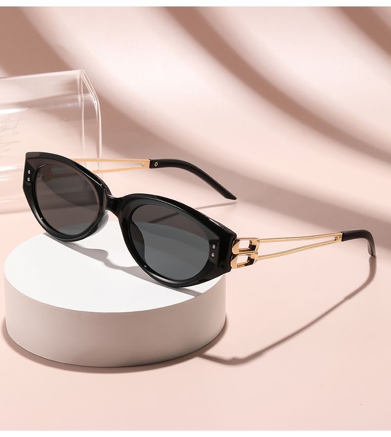 Lunettes de soleil œil de chat à branches métalliques pour femmes, verres polarisés haut de gamme, tendance, tendance, 2025_voghion.com