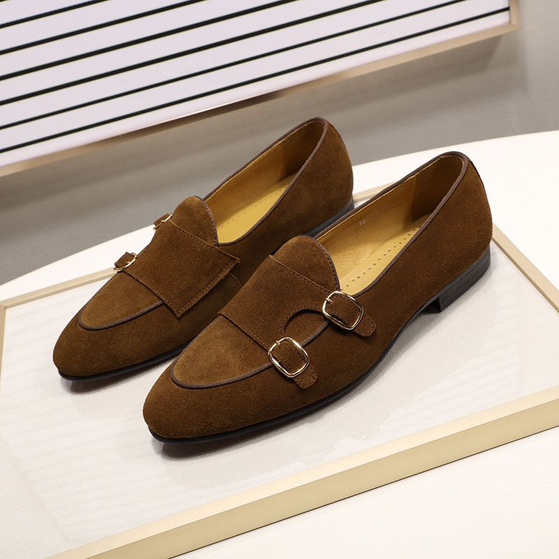 Regal Footwear 2021 Casual Nubuck Suede High-end Men's Double Buckle Evening Wedding Leather Shoes Men_voghion.com