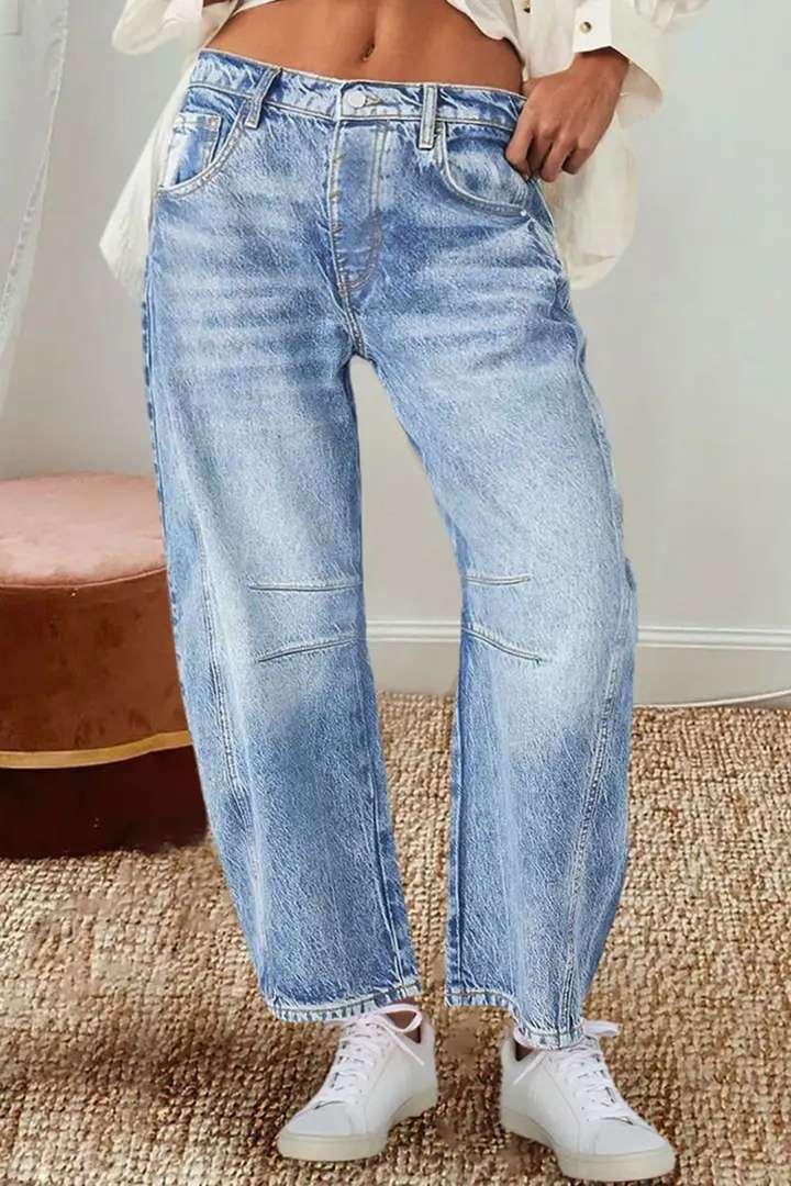 Vêtements pour femmes transfrontaliers Spot 2025 nouveaux pantalons jeans taille haute amples et droits rétro européens et américains pour femmes_voghion.com