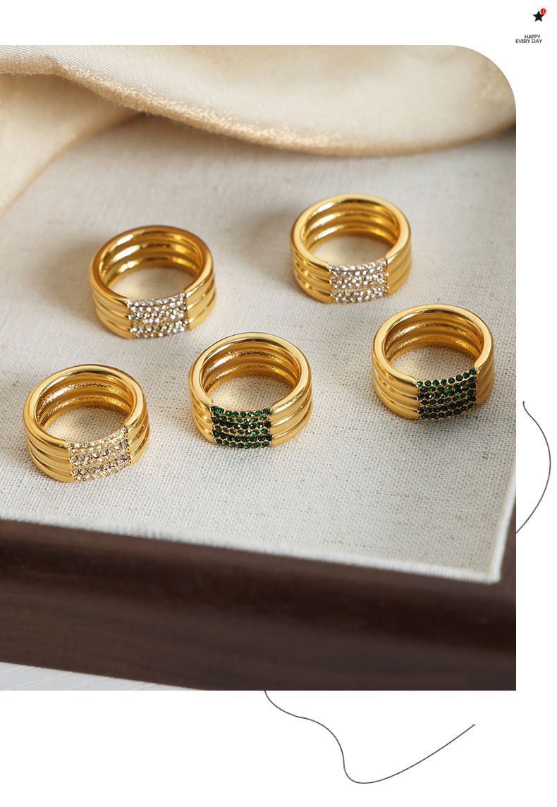 Three-Layer Stacking Ring Titanium Steel Multi-Color Czech Zirconia Jewelry Rings For Women Size 6/7/8_voghion.com