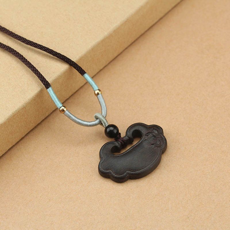 Collana corta con lucchetto, stile etnico, in ebano, con carattere felice, versatile per uomo e donna, semplice, nuova moda e_voghion.com