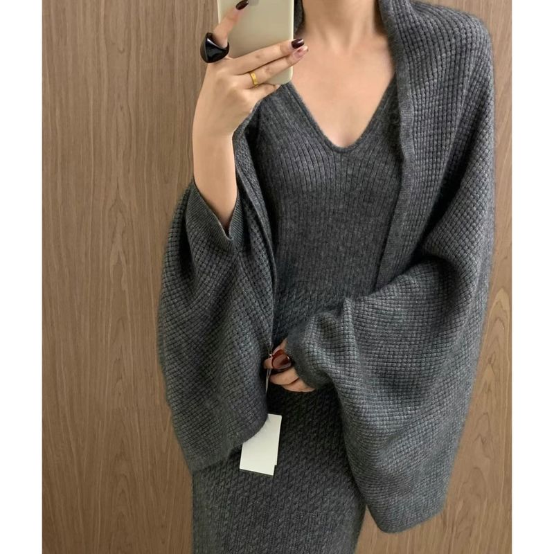 Damenbekleidung Samt Designer Cape Schal weiblich faul Wind Wolke Touch einfarbig Strickmantel Herbst neu_voghion.com