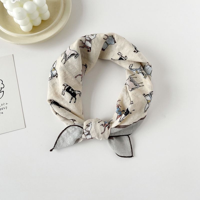 Pañuelos cuadrados pequeños de algodón para mujer, nuevos estilos de verano, pañuelos para la cabeza versátiles de moda, algodón con estampado digital y_voghion.com