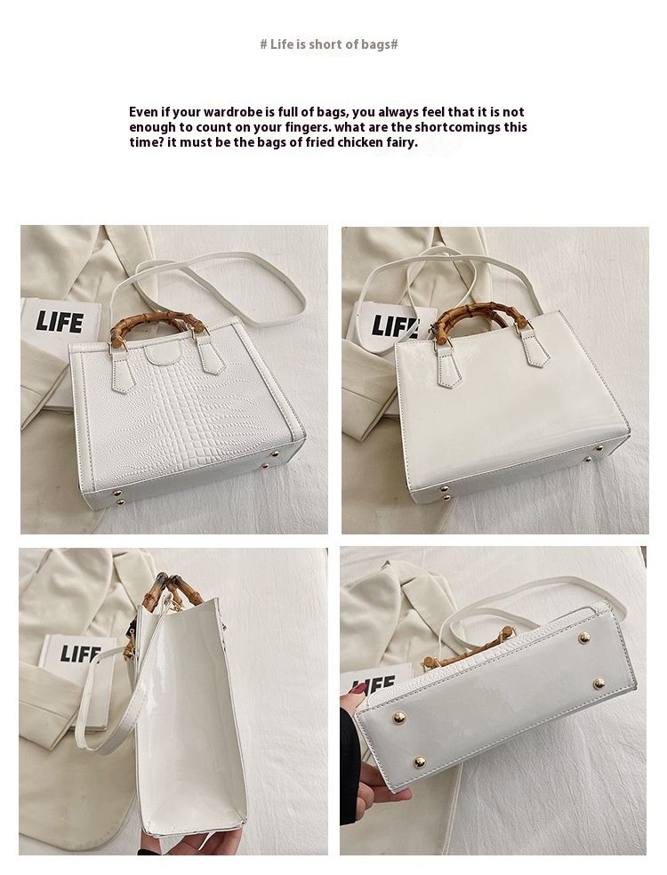 2024 New Tote Bag Women's Bag Foreign Trade Leisure Large Capacity Crocodile Pattern Bag Women's Bamboo Handbag_voghion.com