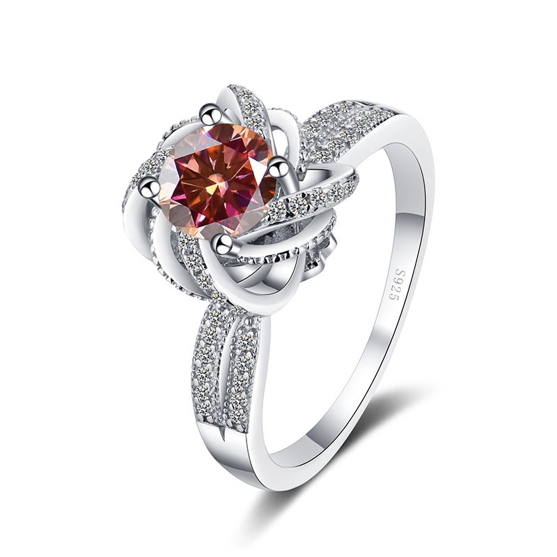 Tancise 1/2 CT apaļa griezuma moissanīta kāzu gredzeni sievietēm, sudraba, rožu rotaslietas, grezns saderināšanās gredzens_voghion.com