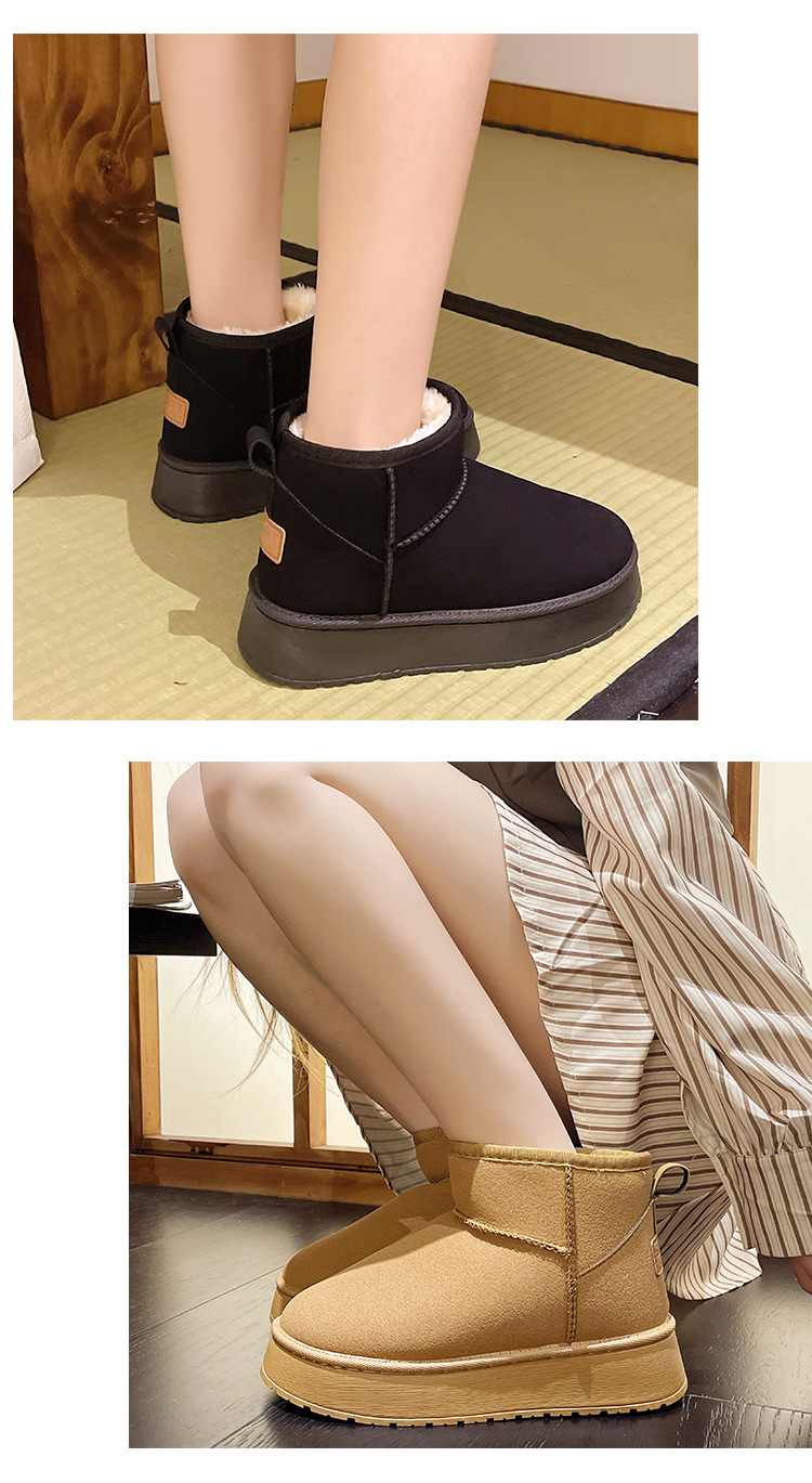 Thick-soled increase waterproof large-size snow boots for women in winter with fleece thickening non-slip_voghion.com