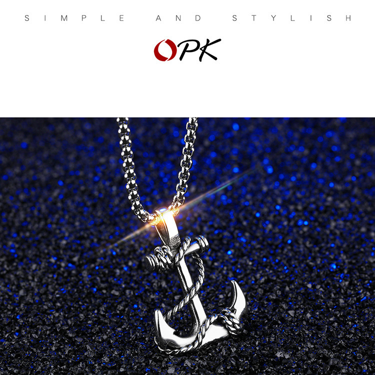 Bijoux pour hommes, pendentif ancre de célébrité Internet personnalisé, collier pour hommes en acier titane hip-hop de rue_voghion.com