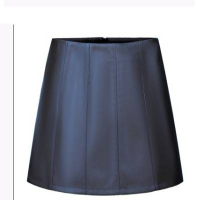 "Minigonna da donna in PU a vita alta – vestibilità a trapezio in pelle elasticizzata (S-XL, nero/cammello)"_voghion.com