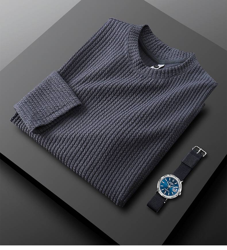 Heavyweight Vintage Crewneck Tee – Textured Slub Cotton & Silk Blend (180-220GSM, M-4XL, Minimalist Layering Essential)_voghion.com