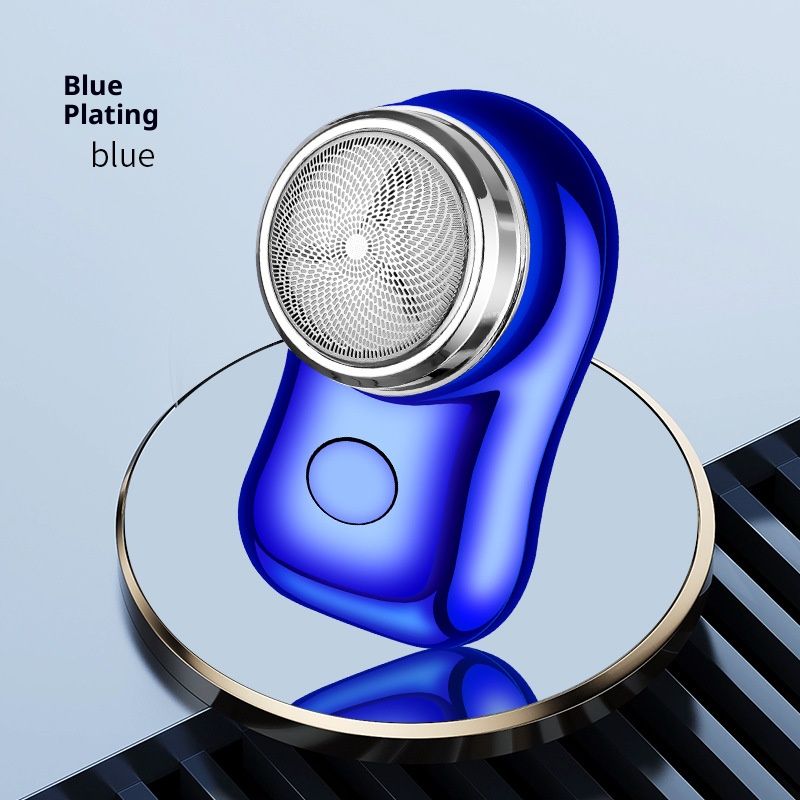 Mini-USB-Rasierer – Kompakter Rotationsrasierer für Herren, 36 dB ultraleise, wasserdichter Scherkopf, 45 Minuten Laufzeit (Blau/Silber/Schwarz)_voghion.com