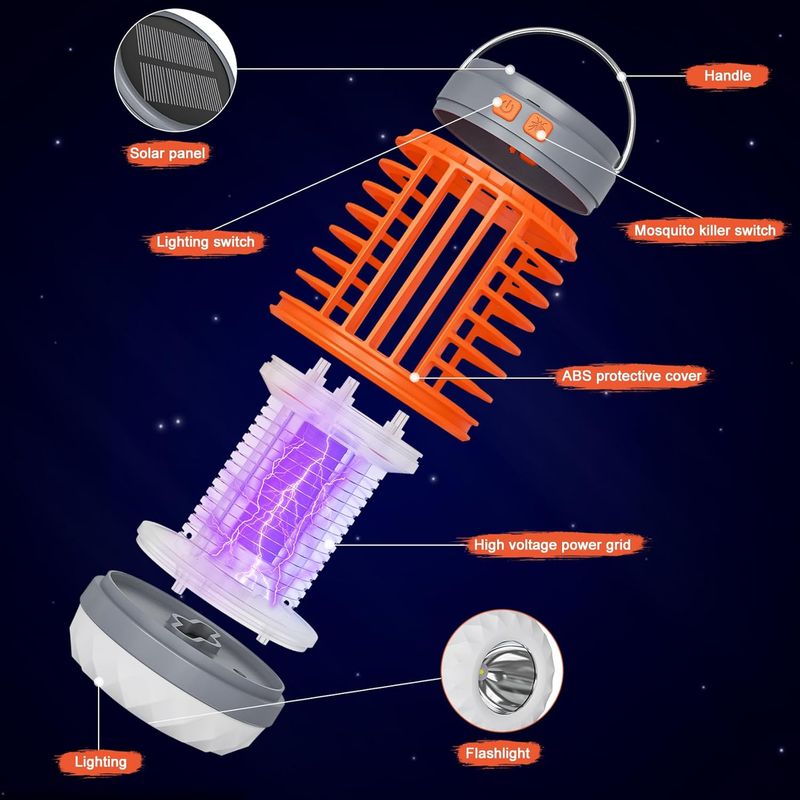 3-in-1 Solar Mosquito Lamp - EU Certified, Waterproof Camping Light & Flashlight For Garden/Patio_voghion.com