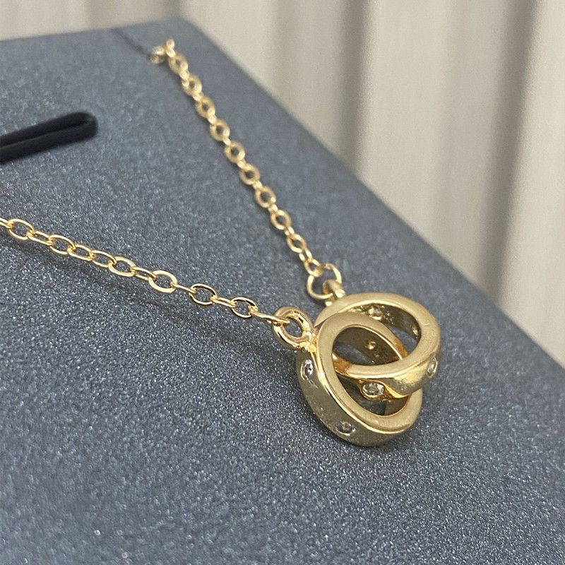 Women's Jewelry Mobius Double Ring Necklace Light Luxury Temperament Fashion All Match Personality Niche Clavicle Chain_voghion.com