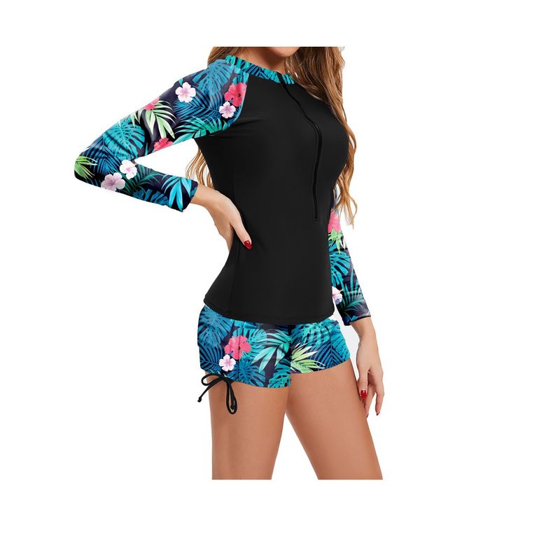 Maillot de bain une pièce à fermeture éclair pour femme, maillot de bain de surf à manches longues, combinaison de surf à protection solaire, combinaison de plongée avec tuba et méduses à corne plate_voghion.com