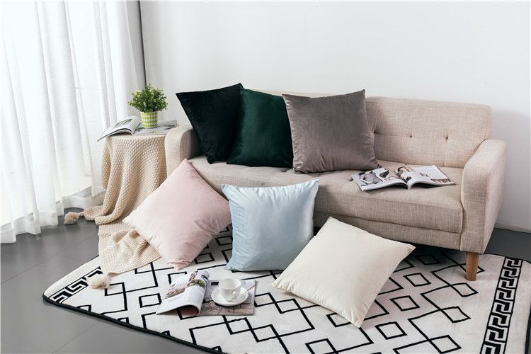 Nordic light luxury solid color thickened Dutch velvet pillow colorful plush sofa cushion bedside cushion_voghion.com