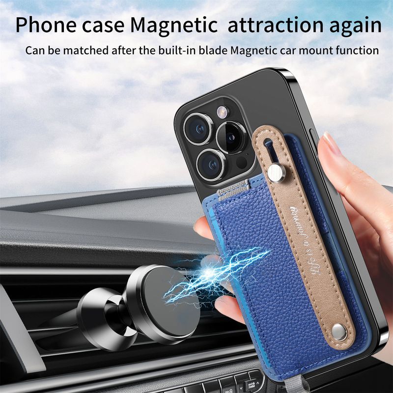 TechGlobe Back Sticker Magasfe Phone Case Wrist Strap Storage Strong Magnetic Card Holder_voghion.com
