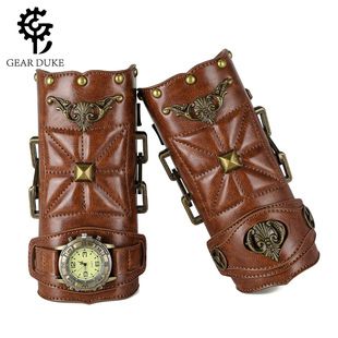 Medeltida vintage präglad handledsstöd COSPLAY scenrekvisita riddare Handskydd tillbehör_voghion.com