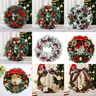 Cross-border Christmas decoration pine needle wreath handmade Christmas snow wreath door hanging window decoration props wholesale_voghion.com