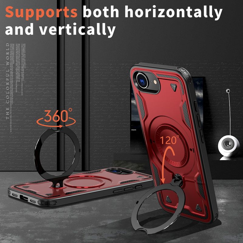 Custodia per telefono con carica wireless e magnete ad anello in metallo per iPhone 16E, 16 Max, 15, 14 + 13 Pro, 12, 11._voghion.com