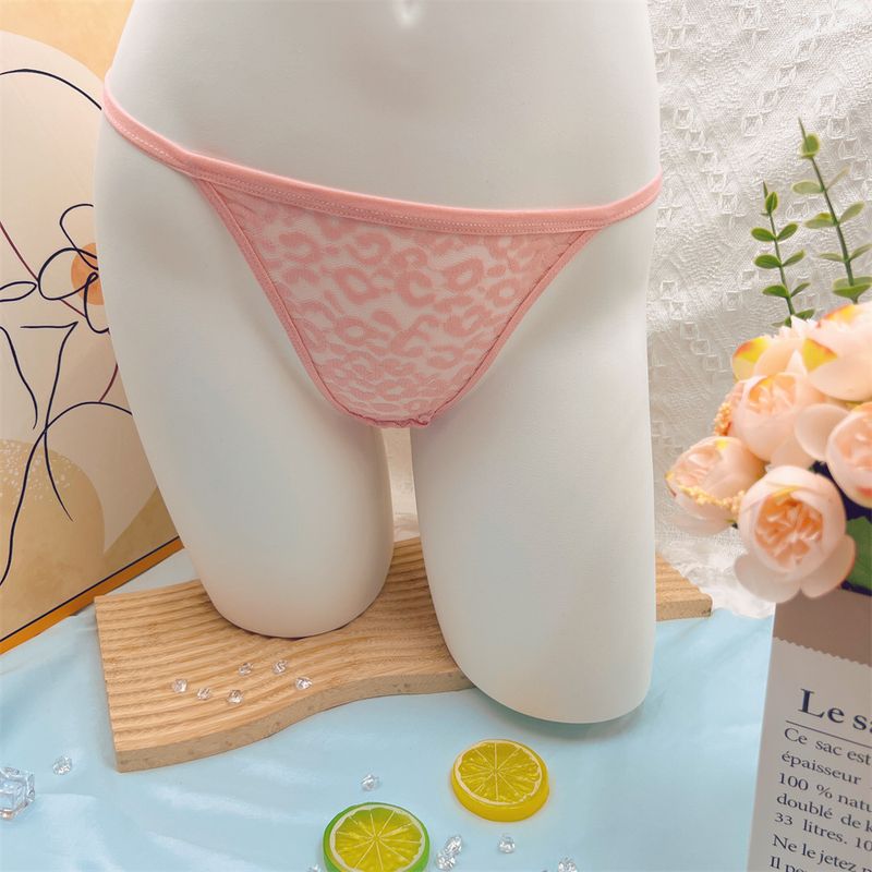Women's Intimates Leopard Print Sexy Temptation Hollow Lace Women's Thong Ultra Thin Briefs Comfortable Hip Lift_voghion.com