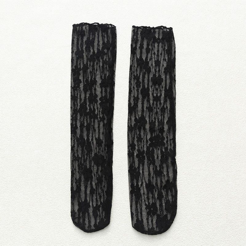 2025d Pile For Women, Palace Style, Lace Small Flower Long Socks, Spring And Summer Thin Hollow Mesh Socks_voghion.com
