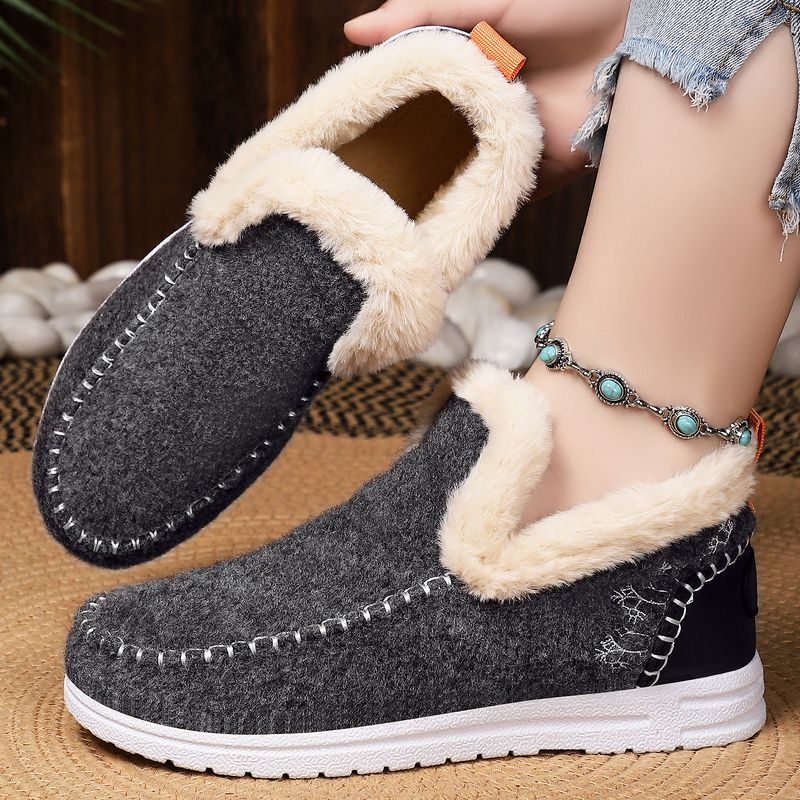 Inverno con fodera in pile, scarpe in cotone spesso per donna, stivali da neve caldi e resistenti al freddo, stivali corti alla moda slip-on_voghion.com