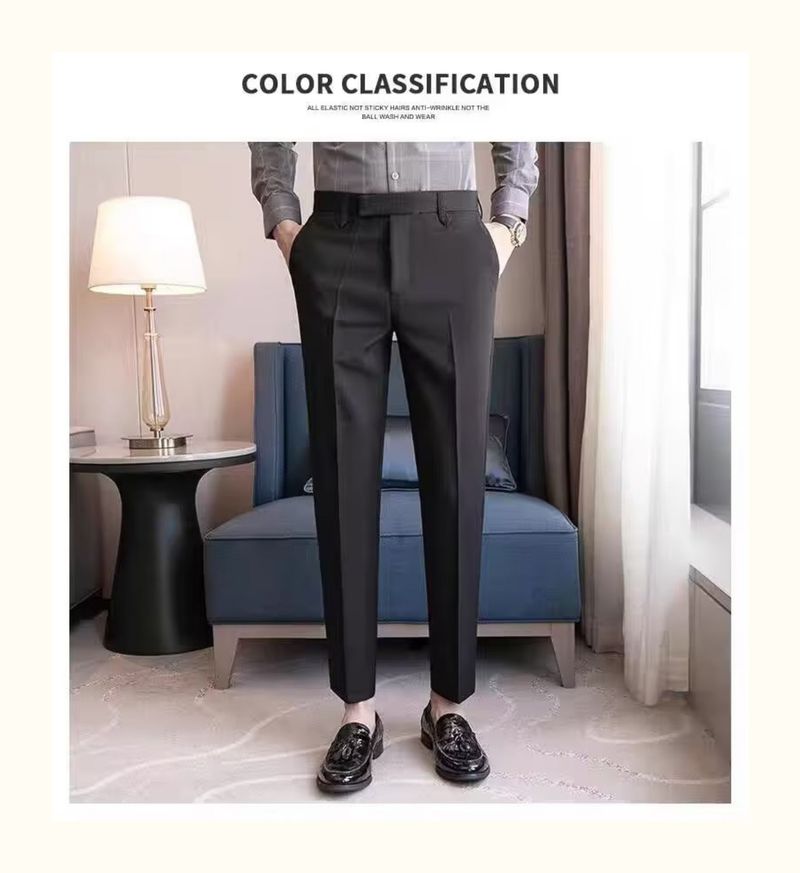 Men's Clothing Casual Suit Pants Business Drape Trousers Straight Nine Point Pants Naples Trousers Casual Pants_voghion.com