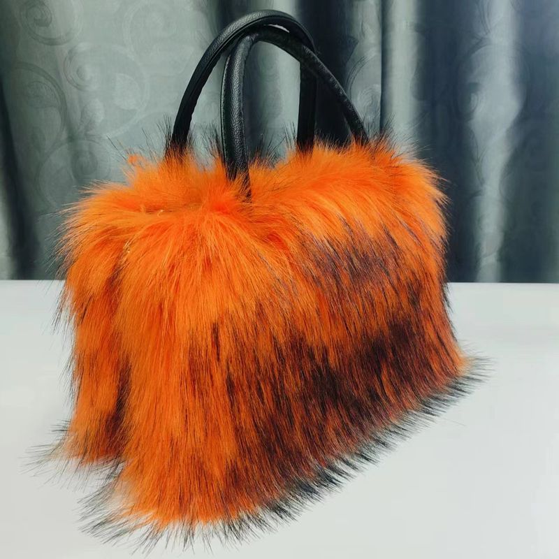 Torba typu tote ze sztucznego futra – torebka w stylu vintage o dużej pojemności z luksusową pluszową fakturą, z wieloma kieszeniami dla kobiet (dostępna w wielu kolorach)_voghion.com