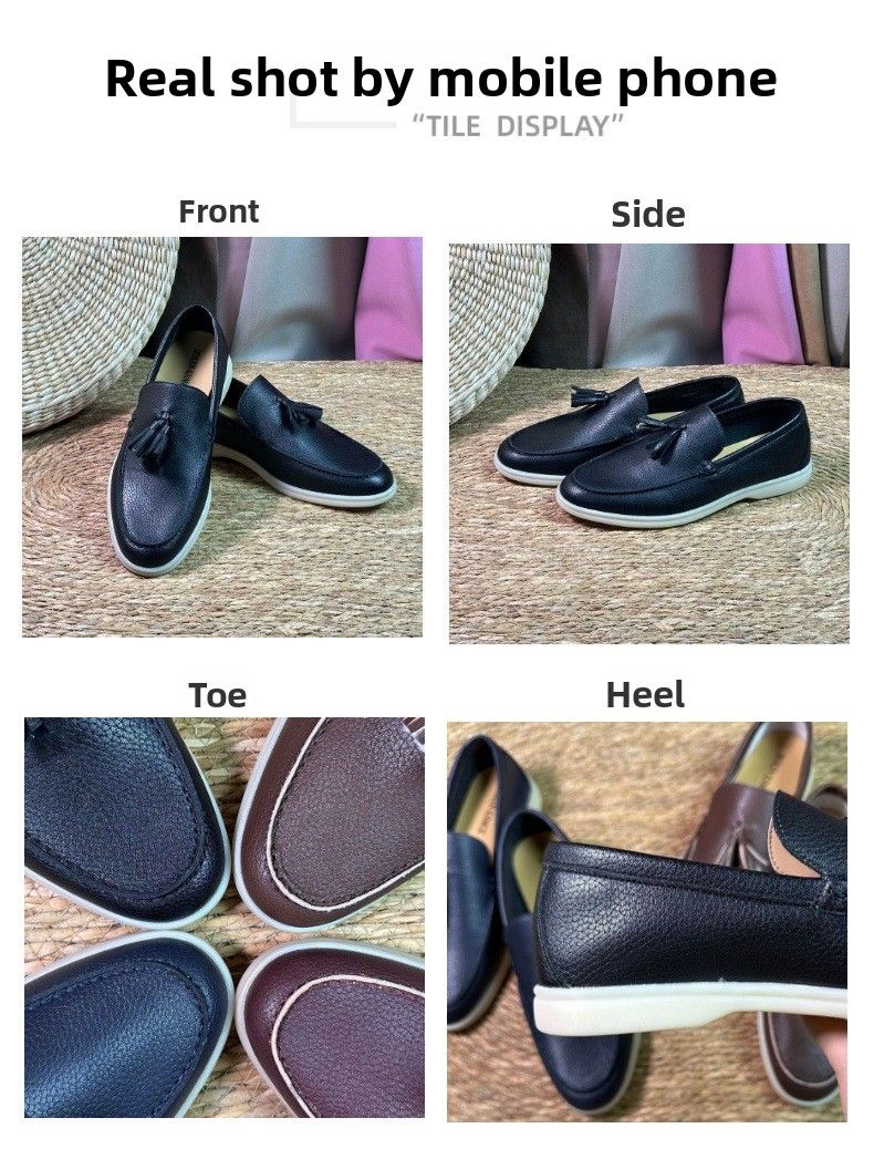 New European & American Style Men's Slip-On Fringe-Trimmed Cowhide Loafers Genuine Leather Comfortable Casual Slip-On Loafers_voghion.com