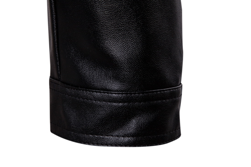 EU 2023 Autumn/Winter New Standing Collar Solid Men's Motorcycle Leather Coat Leather Jacket _voghion.com