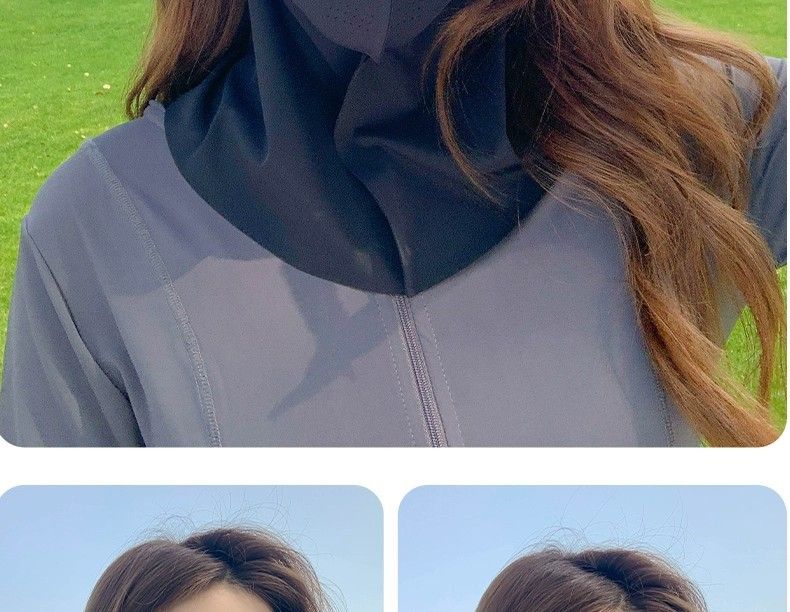 New Ice Silk Sunscreen Women's Neck Integrated Breathable Hole Riding 3D UV Protection Traceless Mask_voghion.com