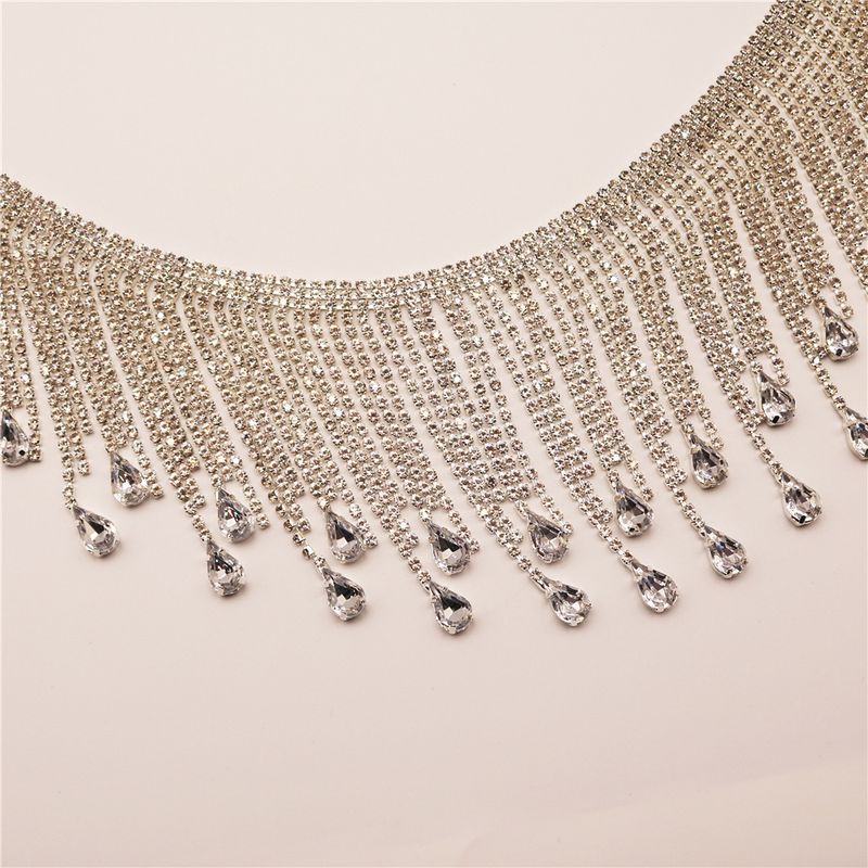 Ins colorato nappa scintillante strass gonna ballerina palco performance cintura catena vita night club regina accessori_voghion.com