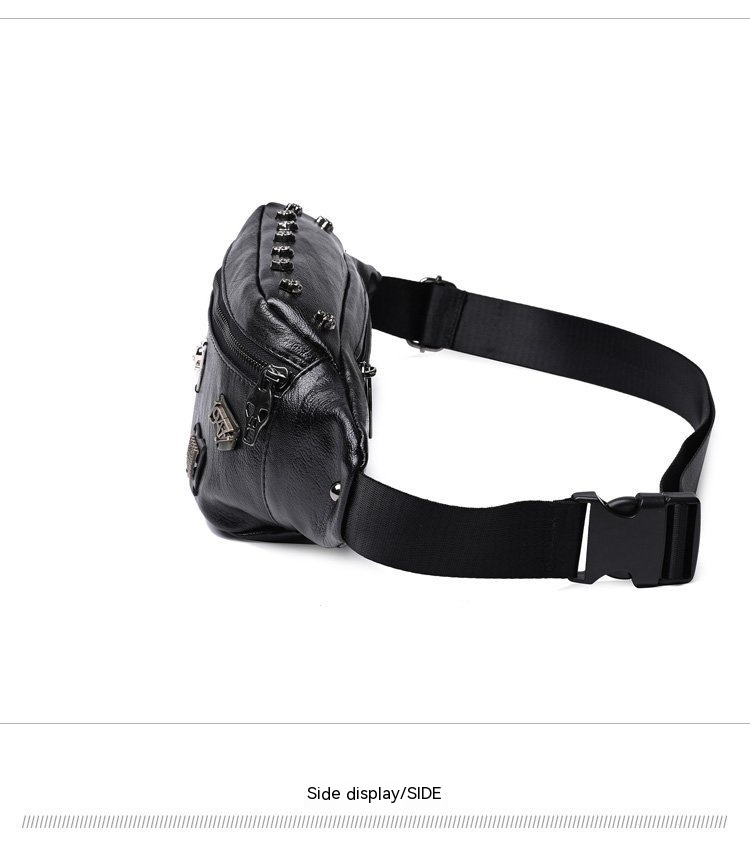Männer brusttasche punk stud vintage umhängetasche mode PU multifunktionale gürteltasche straße lässig umhängetasche männer_voghion.com