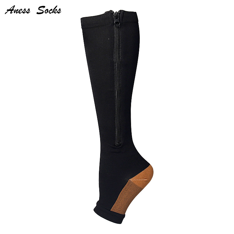 Calcetines de compresión con cremallera de otoño para mujer, calcetines deportivos profesionales moldeadores de presión_voghion.com