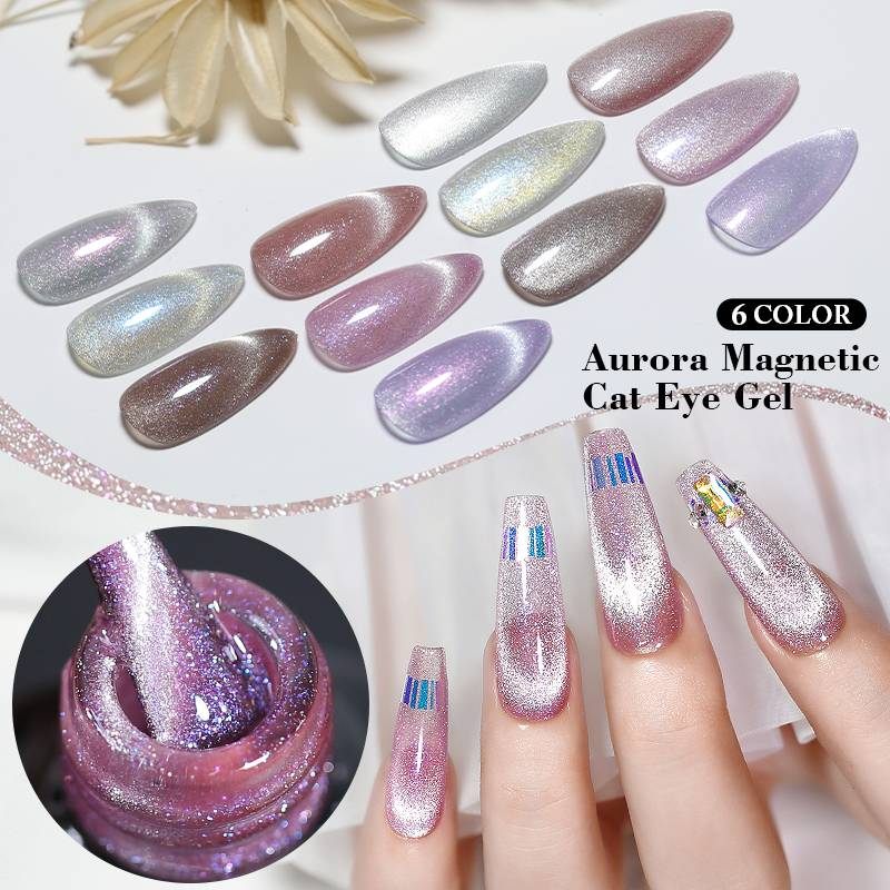Arte Clavo 10ml Aurora Gel Olho de Gato Magnético Colorido Brilhante Esmalte Semi Permanente Gel Magnético Para Unhas Verniz Gel Artístico_voghion.com