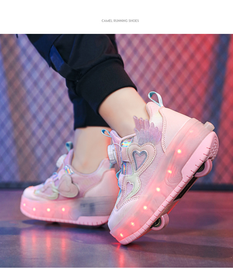 Bērnu apģērbs Meiteņu spīdoši skriešanas apavi, augstas kvalitātes skrituļslidas, populāri bērnu sporta apavi ar sietu, skolēnu divriteņu slidas_voghion.com