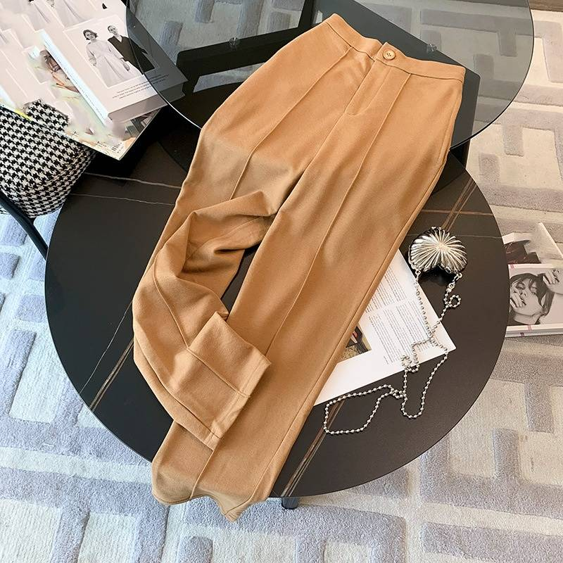Damenbekleidung Sportliche Freizeitanzüge für Damen im Herbst- und Winter-Streetstyle mit kleinem, kurzem Pullover und gerader Hose, zweiteiliger Anzug_voghion.com