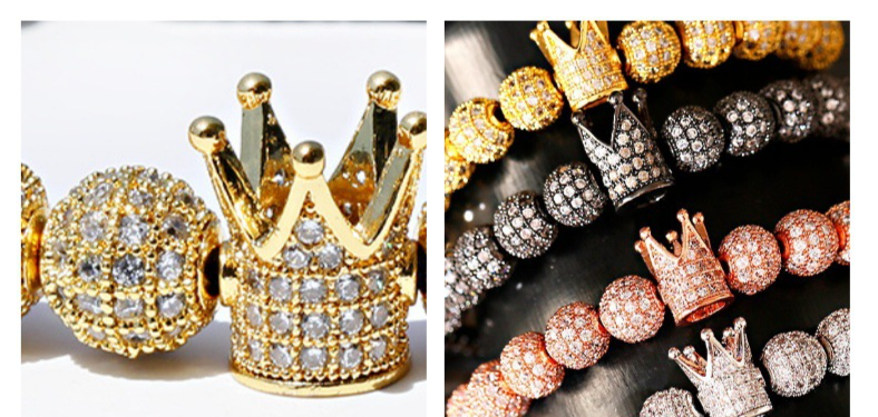 Beaded Bracelet Micro Inlaid Zircon Crown Handmade Bracelet Non Fading Bracelet_voghion.com