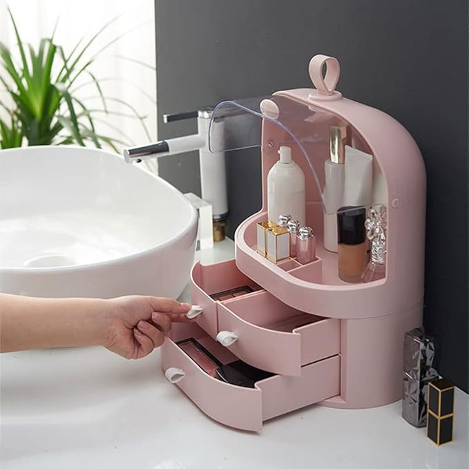 Organizator de machiaj portabil, cutie de depozitare cosmetică, cutie de depozitare pentru îngrijirea pielii, dulap de depozitare pe desktop pentru baie, dormitor, comodă, toaletă, afișaj cosmetice_voghion.com