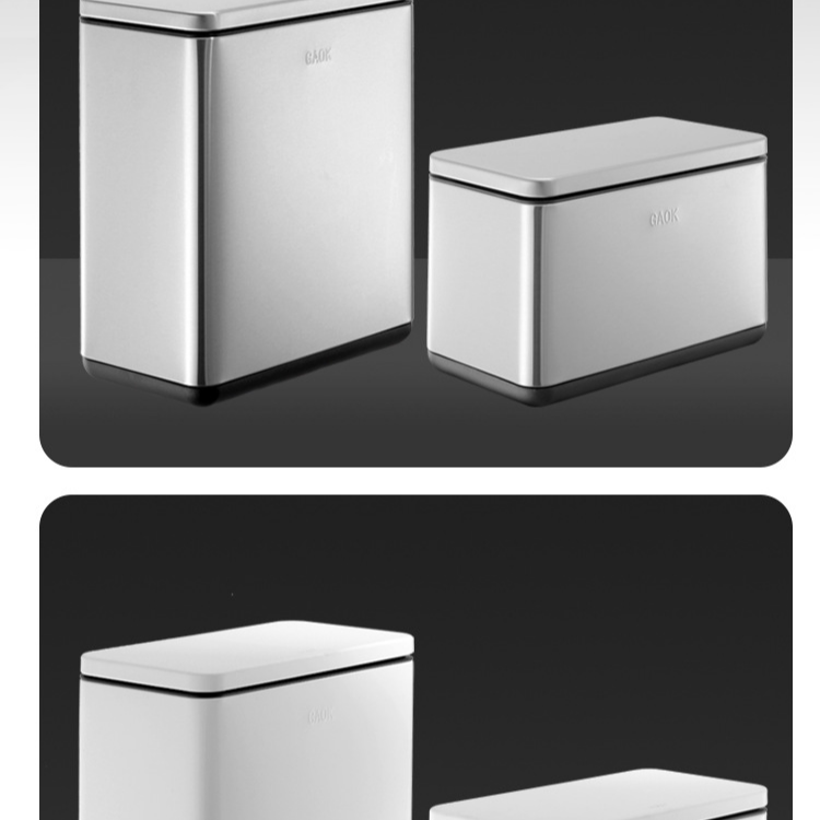 Household Cleaning Narrow Slit Push Type Stainless Steel Trash Can With Lid Bedroom Double Layer Pop Up Lid Toilet_voghion.com