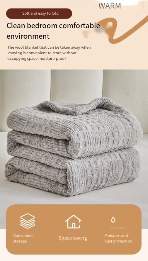 Coperta quadrata a doppio strato in taffetà color pelle di agnello, per letto e pausa pranzo_voghion.com