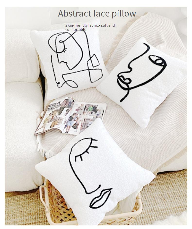 Cuscino di lusso in pile di peluche bianco - Design minimalista astratto per divano, letto e auto_voghion.com