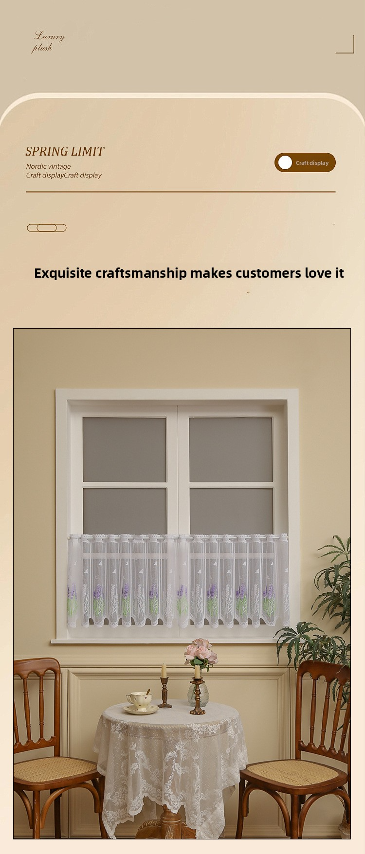 Set di tende con asta di tensione in poliestere - stampe con lavanda/cicala/farfalla/tazza di caffè, dimensioni da 50x150 cm a 140x100 cm, decorazione moderna e minimalista per finestre_voghion.com