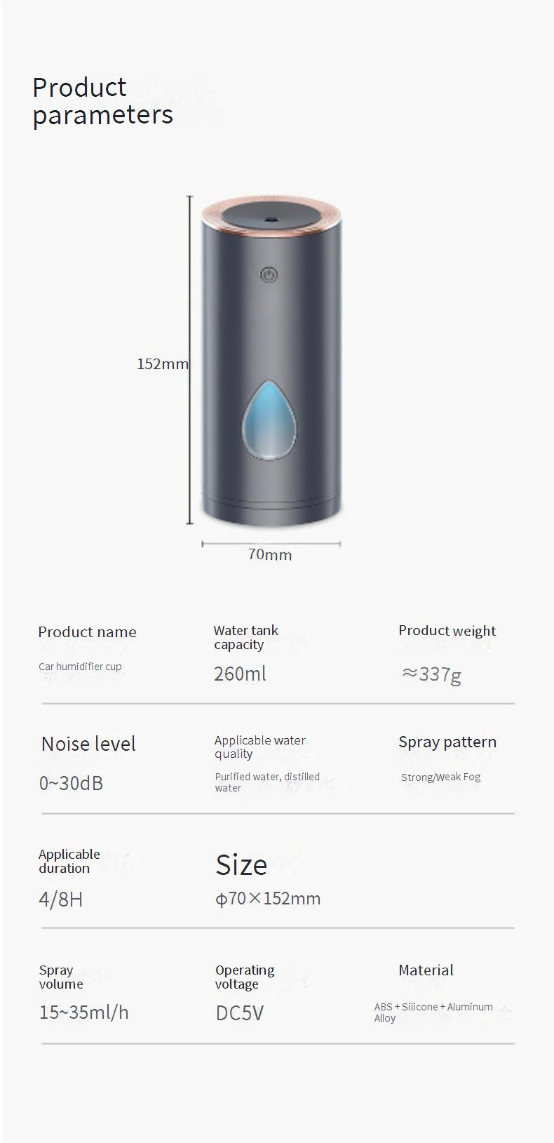 Portable USB Humidifier With Aromatherapy Function - 260ml Small Humidifier For Home, Office, Bedroom, Desktop - Ultra Quiet (Under 36dB)_voghion.com