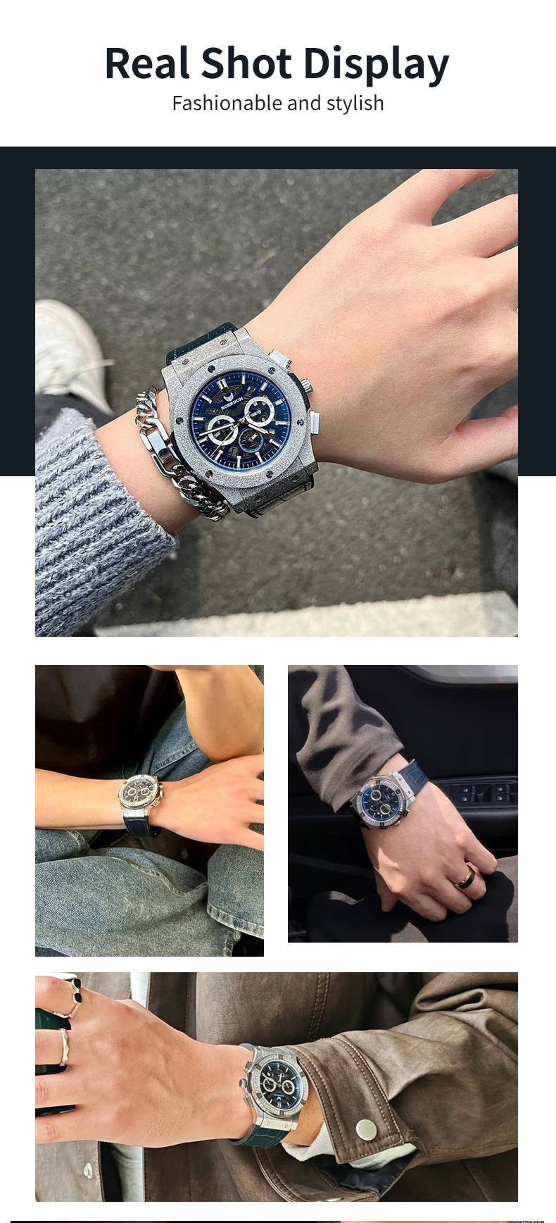 ROERDUM War God-GTR-1008 Didelis trijų akių automatinis mechaninis laikrodis mėlynas ciferblatas tuščiaviduris madingas lengvas prabangus vyriškas laikrodis_voghion.com