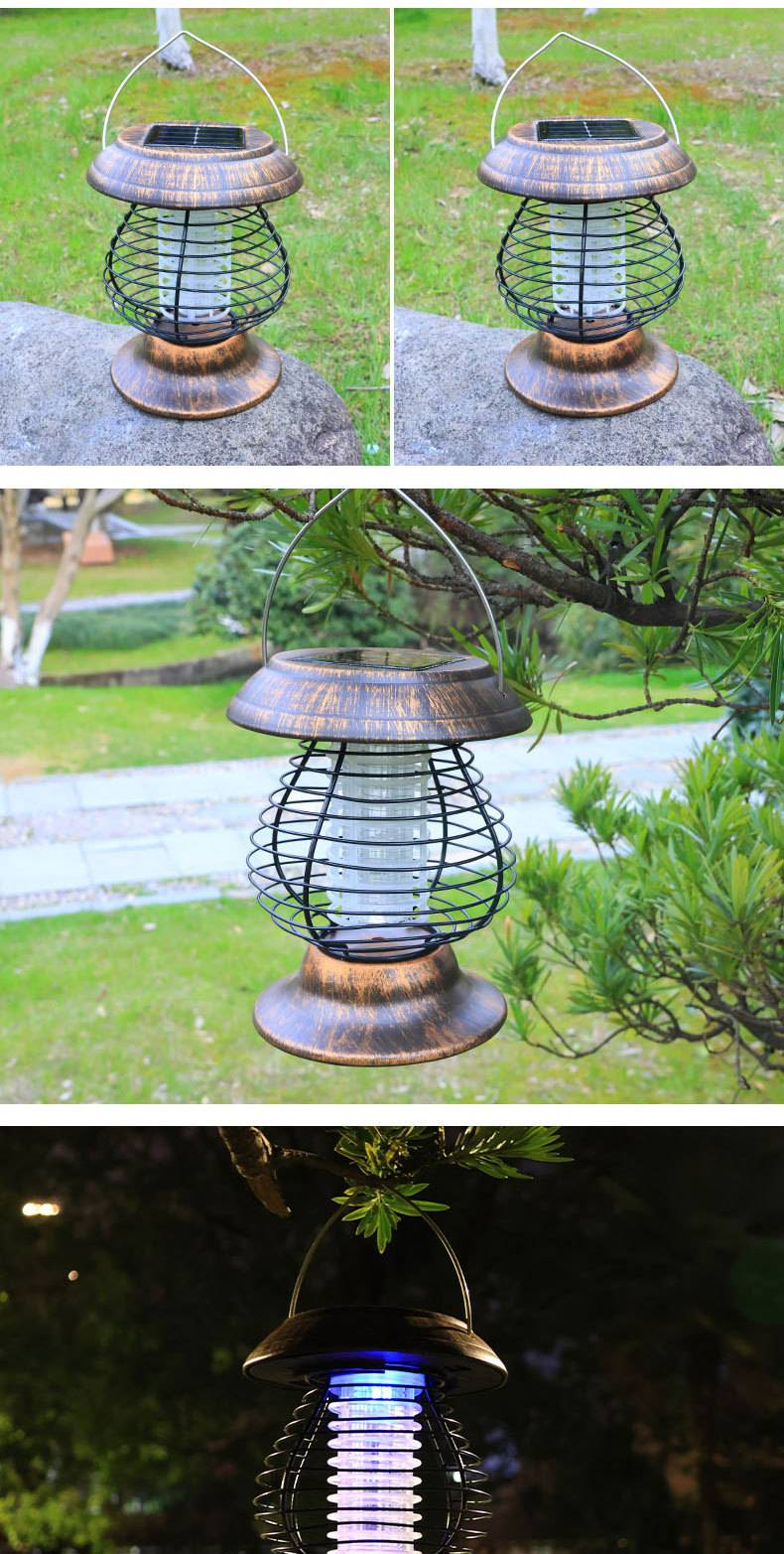 Portable Solar-Powered Mosquito Killer Lamp - Waterproof Outdoor Bug Zapper For Garden, Patio, And Camping, LED Light With 6-12H Illumination_voghion.com