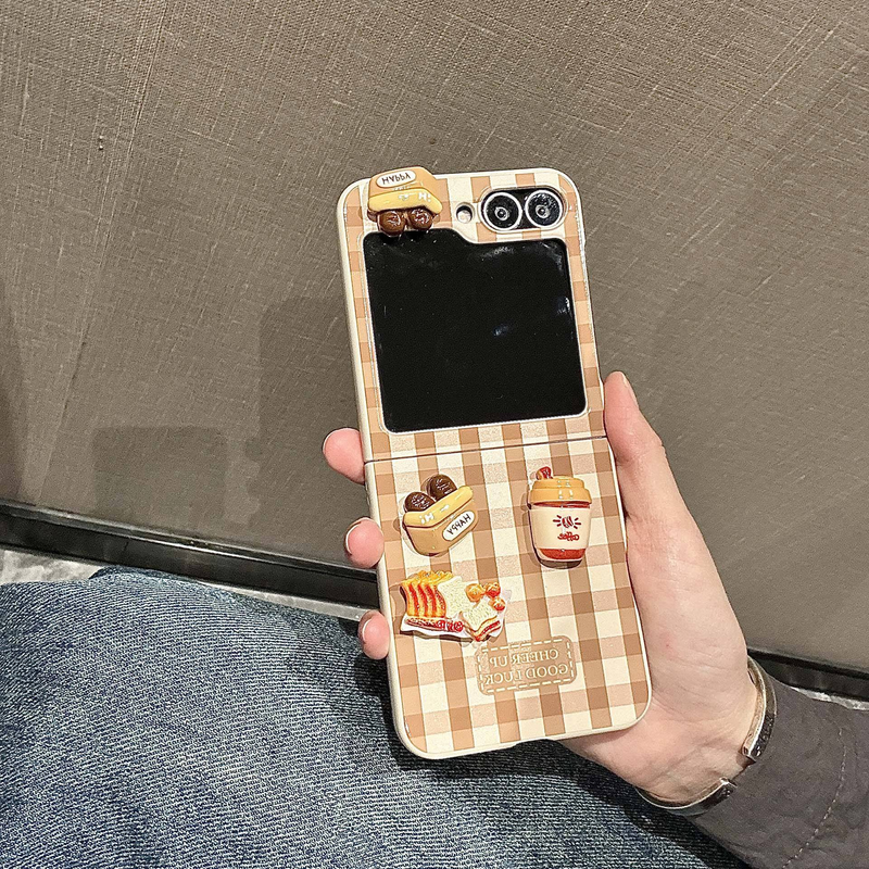 3D-Toast-Telefonhülle für Samsung Z Flip – karierte Hartschale mit flauschigem Riemen (4 Stile)_voghion.com