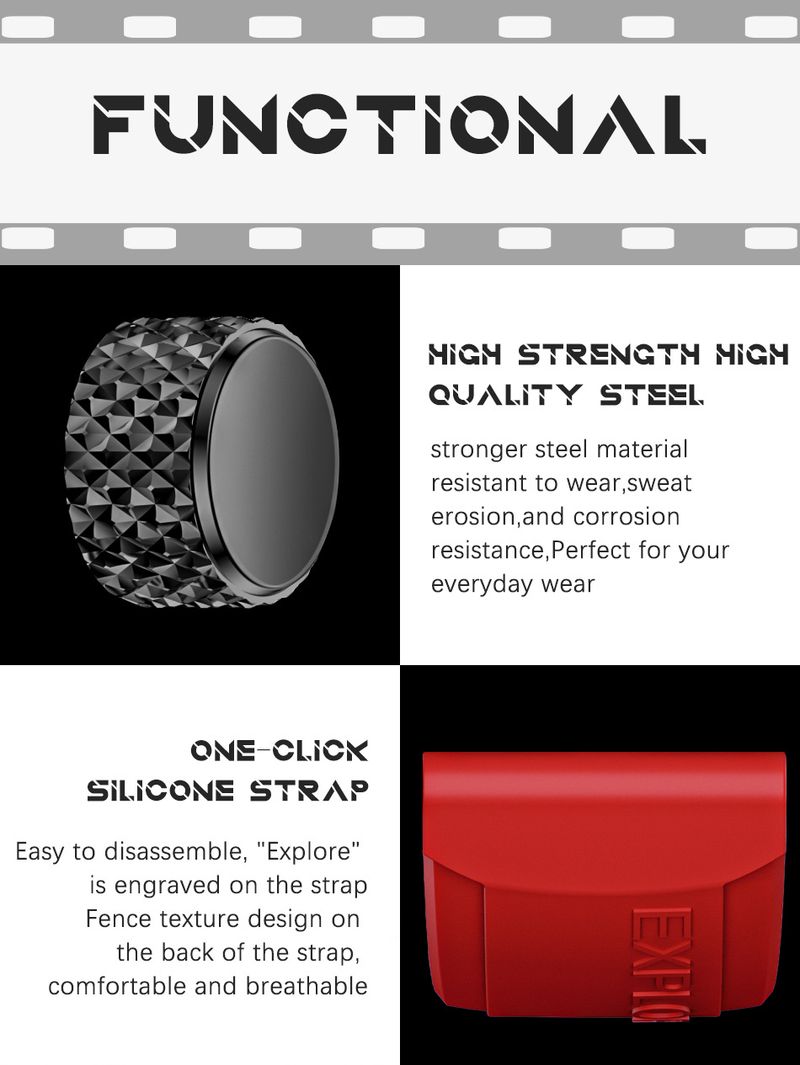 Orologio al quarzo quadrato da uomo LIGE LG8965 - Cronografo impermeabile con datario, cinturino sportivo in silicone (blu/nero, argento/bianco)_voghion.com