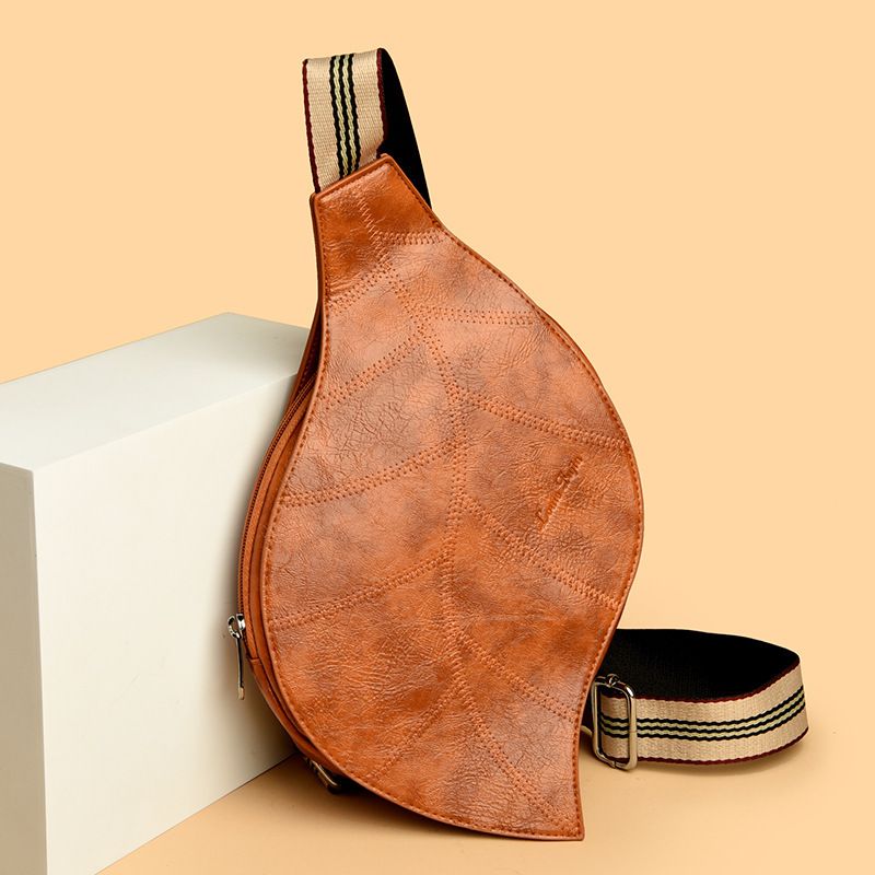 Women's Waist Adjustable Wide Strap Versatile Hot-Selling Leaf Shape Crossbody Chest Bag_voghion.com