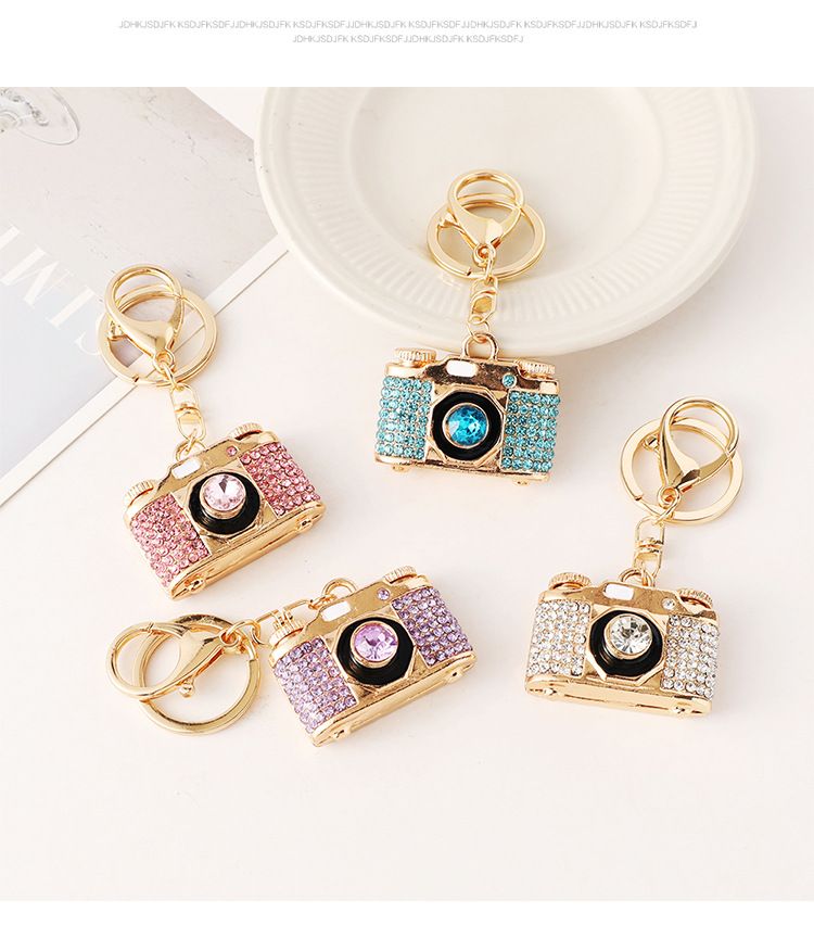Mode Kamera Form Metall Tasche Kleine Geschenk Diamant-besetzte Anhänger Schlüsselanhänger_voghion.com