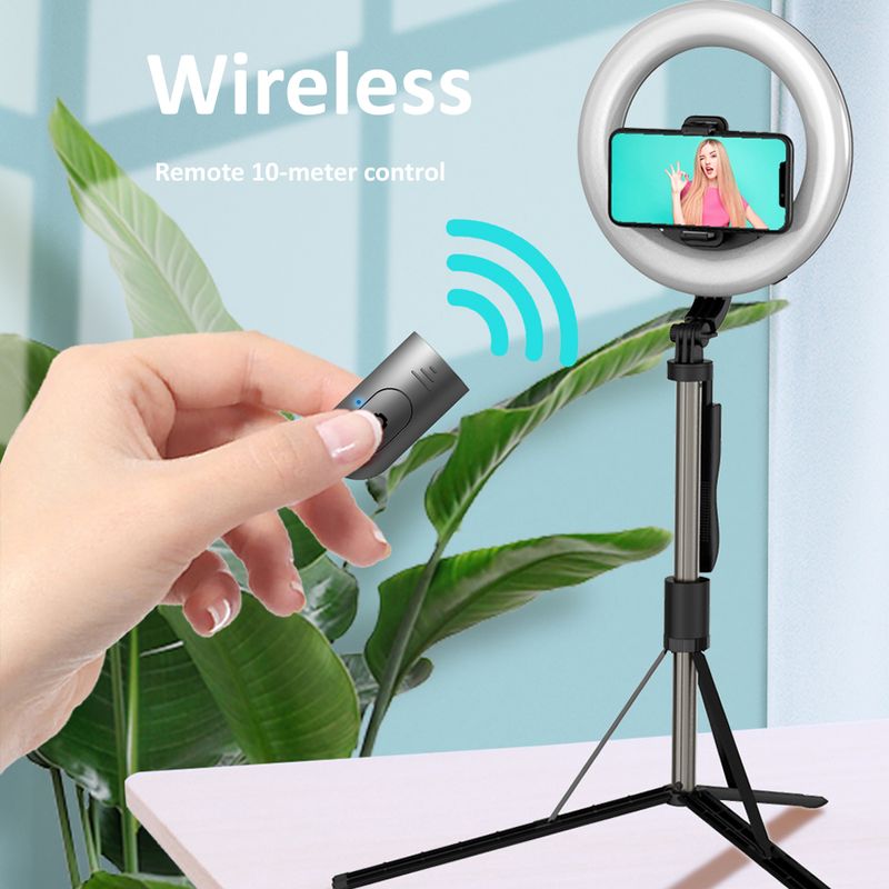 Selfie Stick Bluetooth senza fili Otturatore remoto portatile Treppiede da 160 cm con luce LED ad anello da 8 pollici per fotografia Android_voghion.com